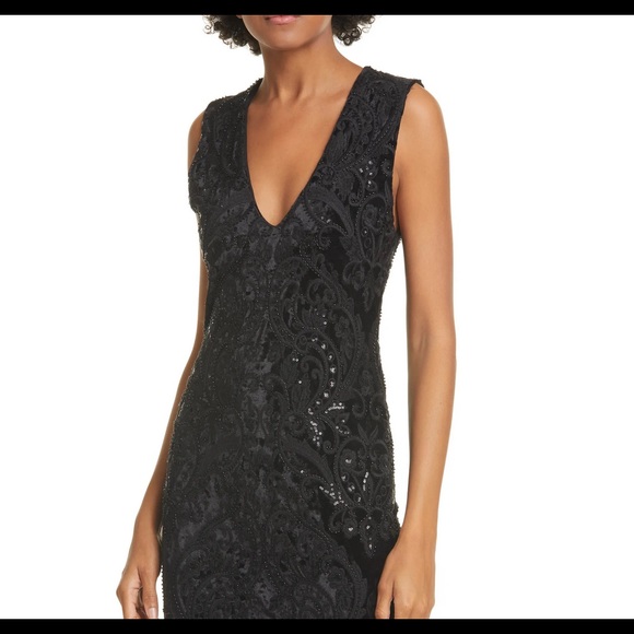 NWT Alice + Olivia Black Alba Sequin Party Dress - Picture 2 of 8